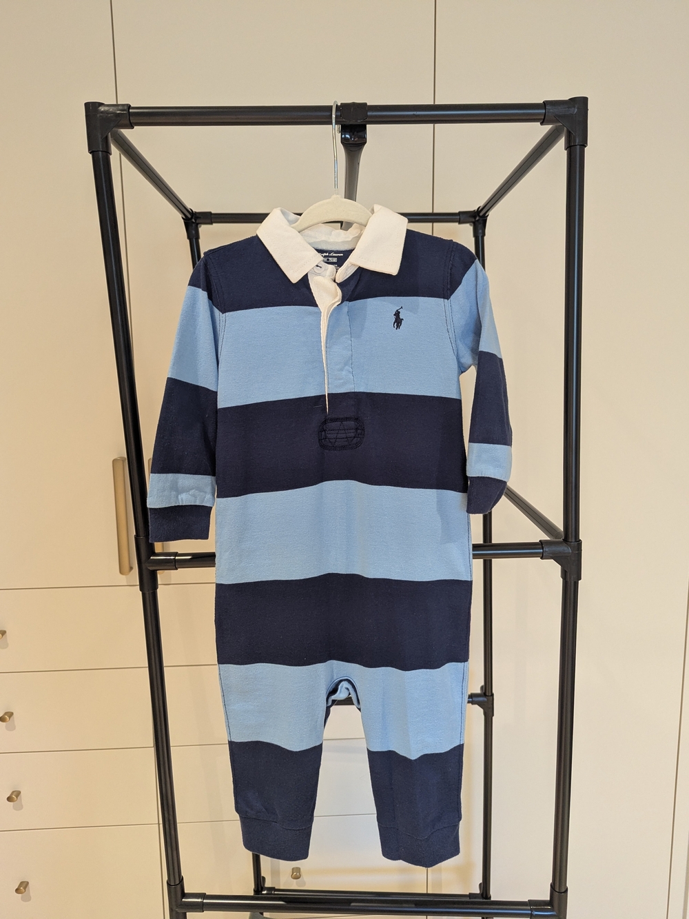 Ralph Lauren Blue/Navy Striped Rugby One-Piece